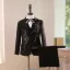 Fashion Black Rhinestone Long Sleeve 5-piece Boys Wedding Suits 2025 Coat Pants Shirt Tie Vest