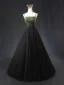 Haut de Gamme Noire Perlage Paillettes Robe De Bal 2024 Robe Boule Bretelles Spaghetti Sans Manches Dos Nu Longue Robe De Ceremonie