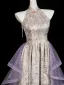 Bling Bling Grau Perle Pailletten Ballkleider 2026 A Linie Neckholder Ärmellos Rückenfreies Lange Festliche Kleider