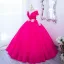 Fancy Fuchsia Beading Butterfly Sequins Prom Dresses 2024 Ball Gown High Neck Long Sleeve Backless Floor-Length / Long Prom Formal Dresses