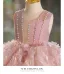Lovely Blushing Pink Pearl Appliques Short Birthday Flower Girl Dresses 2024 Ball Gown Scoop Neck Sleeveless Backless