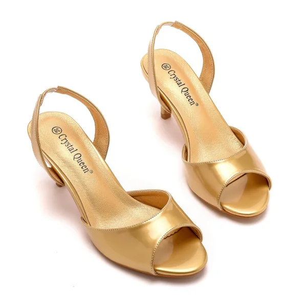 Modest / Simple Gold Casual Summer Womens Sandals 2023 6 cm Stiletto Heels Open / Peep Toe Sandals High Heels