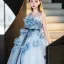 Flower Fairy Sky Blue Appliques Bow Sash Birthday Flower Girl Dresses 2025 Ball Gown Scoop Neck Sleeveless Sweep Train