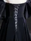 Elegant Black Velvet Rhinestone Prom Dresses 2024 A-Line / Princess Off-The-Shoulder Short Sleeve Backless Floor-Length / Long Prom Formal Dresses