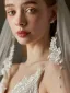 Élégant Blanche Fait main Perle En Dentelle Fleur La Mariée Voile De Mariée 2025 Tulle