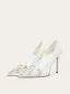 Élégant Blanche Faux Diamant Chaussure De Mariée 2024 Cuir 10 cm Talons Aiguilles À Bout Pointu Mariage Escarpins Talons Hauts
