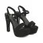 Sexy Noire Cocktail Sandales Femme 2022 Bride Cheville 13 cm Talons Épais Peep Toes / Bout Ouvert Sandales Talons Hauts