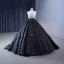 Charmant High End Schwarz Pailletten Fallende Rüsche Ballkleider 2023 Ballkleid Spaghettiträger Ärmellos Rückenfreies Sweep / Pinsel Zug Ball Festliche Kleider