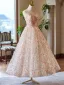 Flower Fairy Blushing Pink Sequins Appliques Prom Dresses 2024 Ball Gown Spaghetti Straps Sleeveless Backless Floor-Length / Long Prom Formal Dresses