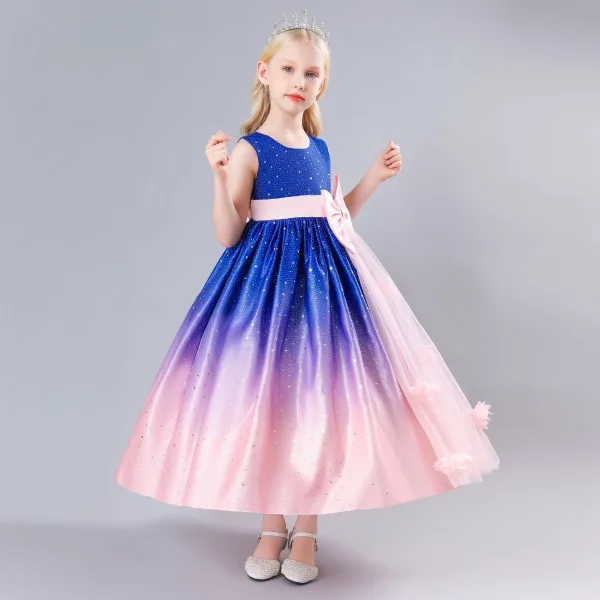 Chic / Beautiful Burgundy Sequins Appliques Birthday Flower Girl Dresses 2023 A-Line / Princess Sleeveless Bow Sash Floor-Length / Long Flower Girl Dresses