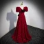Bling Bling Burgundy Sequins Evening Dresses 2023 A-Line / Princess V-Neck Bow Short Sleeve Backless Floor-Length / Long Evening Party Formal Dresses