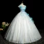 Fashion Sky Blue Beading Sequins Prom Dresses 2023 Ball Gown Ruffle Off-The-Shoulder Sleeveless Backless Floor-Length / Long Prom Formal Dresses