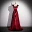 Modest / Simple Burgundy Velvet Prom Dresses 2024 A-Line / Princess Square Neckline Sleeveless Backless Floor-Length / Long Prom Formal Dresses