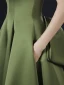 Vintage / Retro Olive Green Prom Dresses 2021 A-Line / Princess Square Neckline Crossed Straps Solid Color Satin Short Sleeve Formal Dresses Sweep Train