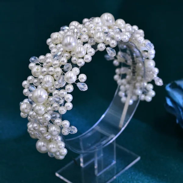 Chic / Beautiful Silver Pearl Rhinestone Alloy Wedding Bridal Hair Accessories 2024