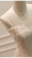 High-end Champagne Handmade  Lace Flower Wedding Dresses 2026 A-Line / Princess Spaghetti Straps Sleeveless Backless Bow Floor-Length / Long Wedding