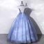 Elegant Pool Blue Beading Sequins Lace Flower Prom Dresses 2022 Ball Gown High Neck Puffy Short Sleeve Floor-Length / Long Formal Dresses