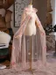 Lovely Blushing Pink Handmade  Appliques Prom shawl cloak 2025 Tulle