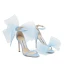 Sexy Fuchsie Ball Schleife Sandalen Damen 2022 Leder 9 cm Stilettos Knöchelriemen Peeptoes Sandaletten Hochhackige