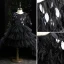 High Low Black Cascading Ruffles Prom Flower Girl Dresses 2022 Ball Gown Scoop Neck Sequins Short Sleeve Court Train Flower Girl Dresses