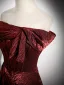 Charmant Bordeaux Fendue devant Volants Robe De Soirée 2024 Trompette / Sirène Bustier Sans Manches Dos Nu Train De Balayage Soirée Robe De Ceremonie