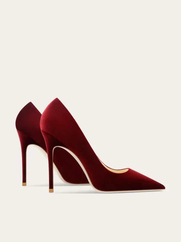 Chic / Beautiful Red Evening Party Suede Pumps 2026 Leather 10 cm Stiletto Heels Pointed Toe Pumps High Heels