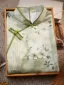 Chinese style Summer Sage Green Printing Floor-Length / Long Cheongsam 2024 Trumpet / Mermaid High Neck Short Sleeve