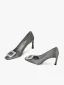 Elegante Grau Ball Strass Satin Pumps 2025 7 cm Stilettos Quadratische Zehe Pumps Hochhackige