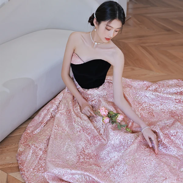 Chic / Beautiful Candy Pink Prom Dresses 2022 A-Line / Princess Strapless Sleeveless Backless Floor-Length / Long Prom Formal Dresses