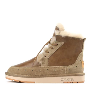Comfortabel Bruin Straatkleding Snowboots 2024 Leer Ronde Neus Dames Laarzen