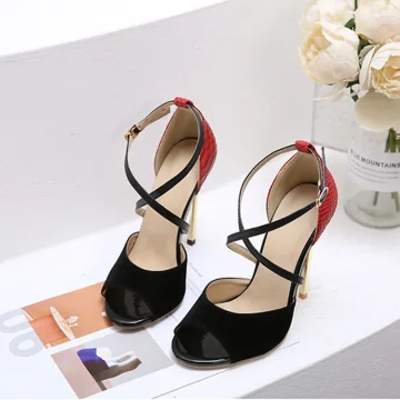 Sexy Black Prom Womens Sandals 2022 X Strap 11 Cm Stiletto Heels Open Peep Toe Sandals High Heels