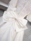 Modest / Simple Elegant Ivory Lace Flower Satin Wedding Dresses 2023 Ball Gown High Neck Short Sleeve Bow Sash Floor-Length / Long Wedding