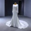 High-end White Beading Lace Flower Wedding Dresses 2023 Trumpet / Mermaid Scoop Neck Long Sleeve Backless Chapel Train Wedding