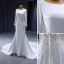 High-end White Beading Lace Flower Wedding Dresses 2023 Trumpet / Mermaid Scoop Neck Long Sleeve Backless Chapel Train Wedding