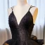 Modern / Fashion Black Cascading Ruffles Sequins Prom Dresses 2023 Ball Gown Spaghetti Straps Sleeveless Backless Sweep Train Prom Formal Dresses