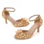 Cinderella Champagne Crystal Wedding Shoes 2022 Rhinestone Ankle Strap 7 cm Stiletto Heels Pointed Toe Wedding Shoes High Heels