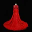 Luxe Rouge Fait main Perlage Paillettes Plumes Robe De Soirée 2023 Trompette / Sirène Encolure Dégagée Manches Longues Ceinture Tribunal Train Soirée Robe De Ceremonie