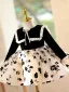 Chic / Beautiful Black Printing Birthday Short Flower Girl Dresses 2025 Ball Gown Scoop Neck Long Sleeve Tulle