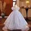Chic / Beautiful Sky Blue Beading Cascading Ruffles Birthday Flower Girl Dresses 2024 Ball Gown Scoop Neck Sleeveless Backless Floor-Length / Long