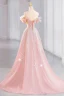Glitzernden Pink Perlenstickerei Pailletten Ballkleider 2023 A Linie Off Shoulder Ärmellos Rückenfreies Sweep / Pinsel Zug Ball Festliche Kleider