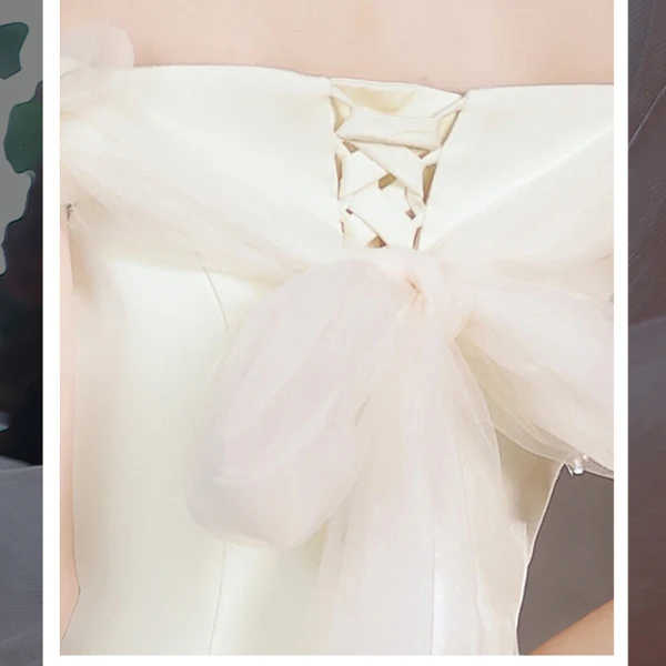 Charmant Beige Perlage Paillettes Appliques Robe De Bal 2023 Trompette / Sirène De l'épaule Manches Courtes Dos Nu Noeud Longue Promo Robe De Ceremonie