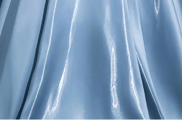 Chic / Beautiful Sky Blue Prom Dresses 2024 Ball Gown V-Neck Puffy Short Sleeve Backless Floor-Length / Long Prom Formal Dresses