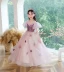 Chic / Beautiful Purple Birthday Flower Girl Dresses 2023 A-Line / Princess Scoop Neck Beading Sequins Puffy Short Sleeve Backless Floor-Length / Long Flower Girl Dresses