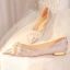 Chic / Beautiful Champagne Pearl Rhinestone Wedding Shoes 2023 Leather 8 cm Stiletto Heels Pointed Toe Wedding Pumps High Heels