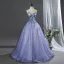 Vintage Lavendel Applikationen Spitze Blumen Ballkleider 2026 Ballkleid Rundhalsausschnitt Ärmellos Rückenfreies Lange Festliche Kleider