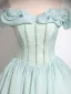 Élégant Vert Citron Robe De Bal 2024 Robe Boule De l'épaule Volants Manches Courtes Dos Nu Longue Promo Robe De Ceremonie