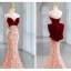 Sexy Bordeaux Multi-Couleurs Paillettes Robe De Soirée 2023 Trompette / Sirène Bustier Sans Manches Dos Nu Noeud Train De Balayage Soirée Robe De Ceremonie