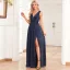 Simple Bleu Marine Fendue devant Robe De Bal 2024 Princesse Chiffon V-Cou Sans Manches Dos Nu Longue Promo Robe De Ceremonie