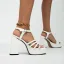 Fashion White Evening Party Womens Sandals 2022 Ankle Strap 10 cm Thick Heels Open / Peep Toe Sandals High Heels