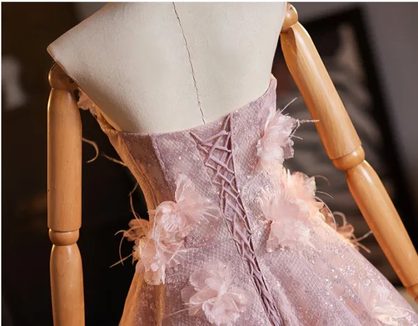 Luxury / Gorgeous Blushing Pink Sequins Appliques Prom Dresses 2025 Ball Gown Strapless Sleeveless Backless Floor-Length / Long Prom Formal Dresses